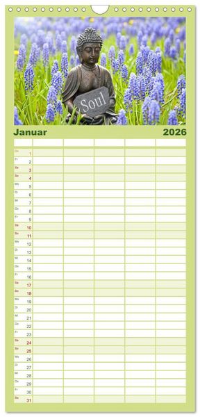 Produktbild: Familienplaner 2026 - SPIRIT OF ZEN Meditation mit 5 Spalten (Wandkalender, 21 x 45 cm) CALVENDO