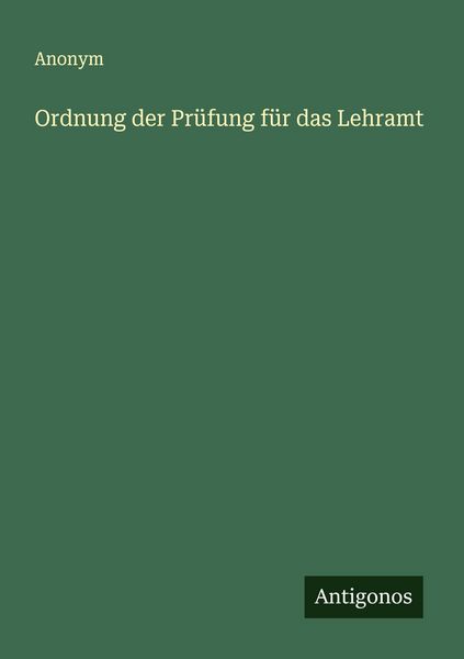 Produktbild: Ordnung der Pr&uuml;fung f&uuml;r das Lehramt