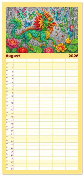 Produktbild: Familienplaner 2026 - Fabelhafte Mystikwesen mit 5 Spalten (Wandkalender, 21 x 45 cm) CALVENDO