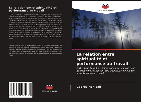 Produktbild: La relation entre spiritualit&eacute; et performance au travail