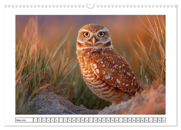 Produktbild: Eulen aus aller Welt - Faszinierende J&auml;ger der Nacht (Wandkalender 2026 DIN A3 quer), CALVENDO Monatskalender