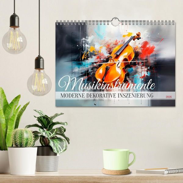 Produktbild: MUSIKINSTRUMENTE Moderne dekorative Inszenierung (Wandkalender 2026 DIN A4 quer), CALVENDO Monatskalender