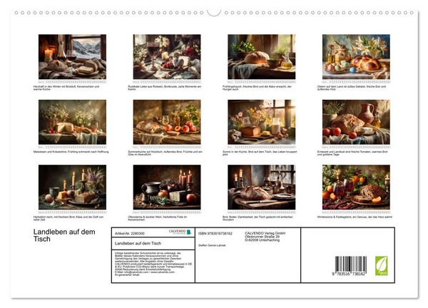 Produktbild: Landleben auf dem Tisch (hochwertiger Premium Wandkalender 2026 DIN A2 quer), Kunstdruck in Hochglanz