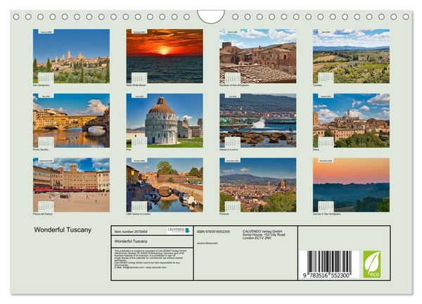 Produktbild: Wonderful Tuscany (Wall Calendar 2026 DIN A4 landscape), CALVENDO 12 Month Wall Calendar