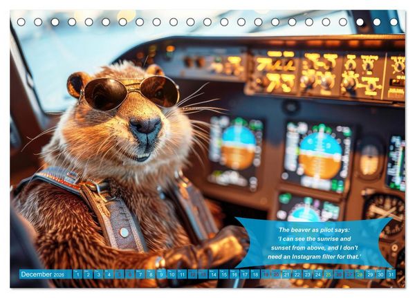 Produktbild: Funny charming animals as pilots (Desk Calendar 2026 DIN A5 landscape), CALVENDO 12 Month DeskCalendar