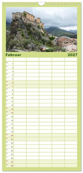 Produktbild: Familienplaner 2027 - Korsika - raue Sch&ouml;nheit mit 5 Spalten (Wandkalender, 21 x 45 cm) CALVENDO