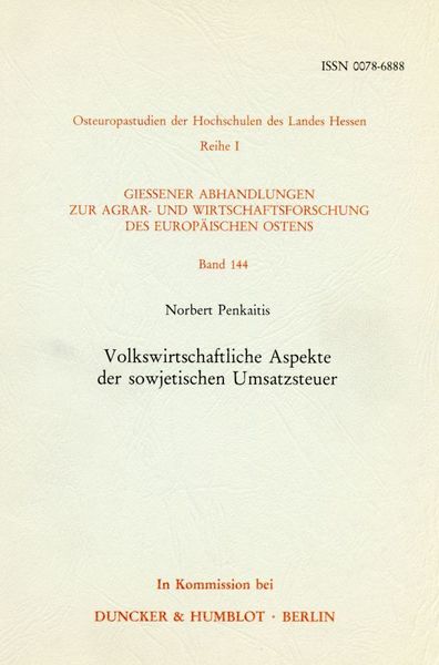 Produktbild: Volkswirtschaftliche Aspekte der sowjetischen Umsatzsteuer.