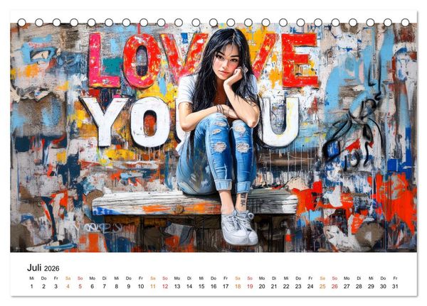 Produktbild: Graffiti & Street Art - Kunstwerke der Stra&szlig;e (Tischkalender 2026 DIN A5 quer), CALVENDO Monatskalender