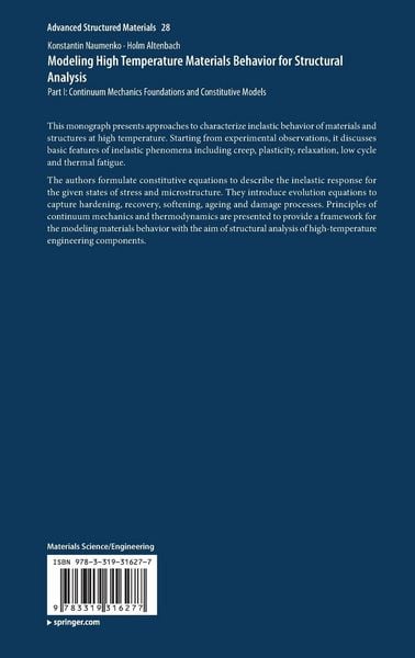 Produktbild: Modeling High Temperature Materials Behavior for Structural Analysis