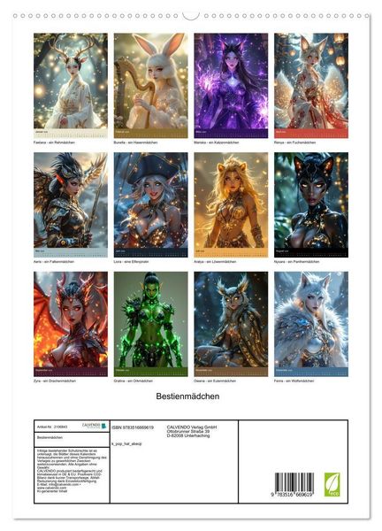 Produktbild: Bestienm&auml;dchen (hochwertiger Premium Wandkalender 2026 DIN A2 hoch), Kunstdruck in Hochglanz