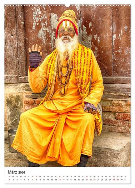 Produktbild: Sadhus - Die heiligen M&auml;nner von Nepal (hochwertiger Premium Wandkalender 2026 DIN A2 hoch), Kunstdruck in Hochglanz
