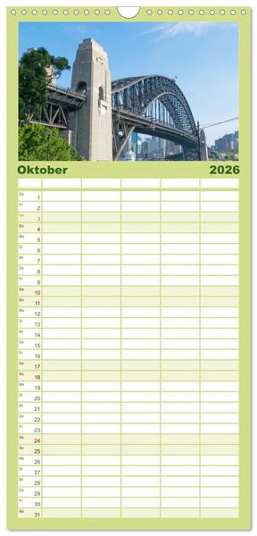 Produktbild: Familienplaner 2026 - Ein Tag in Sydney - eine etwas andere Sicht mit 5 Spalten (Wandkalender, 21 x 45 cm) CALVENDO