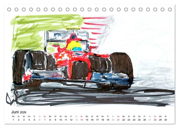 Produktbild: Illustrationen Formel 1 Rennwagen (Tischkalender 2026 DIN A5 quer), CALVENDO Monatskalender