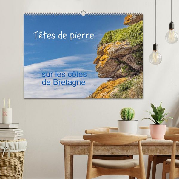 Produktbild: T&ecirc;tes de pierre sur les c&ocirc;tes de Bretagne (Calendrier mural 2026 DIN A2 vertical), CALVENDO calendrier mensuel