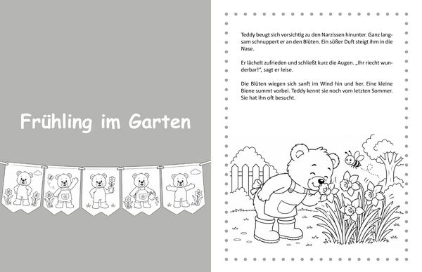 Produktbild: Ausmalgeschichten mit Teddy Timo: Fr&uuml;hling im Garten