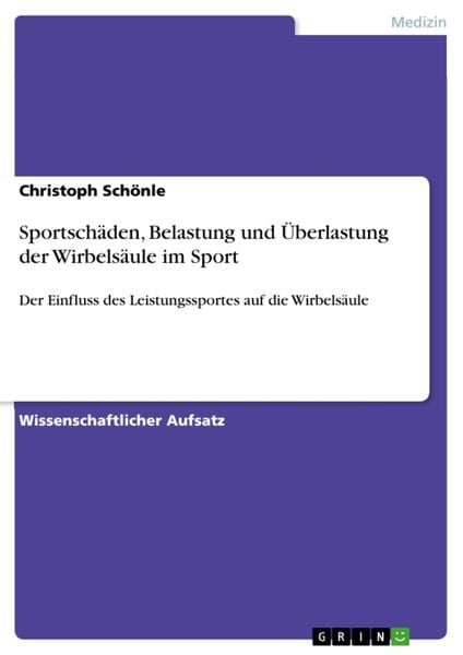 Produktbild: Sportsch&auml;den, Belastung und &Uuml;berlastung der Wirbels&auml;ule im Sport
