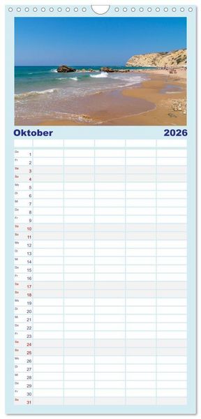 Produktbild: Familienplaner 2026 - Insel Kos - Str&auml;nde mit 5 Spalten (Wandkalender, 21 x 45 cm) CALVENDO