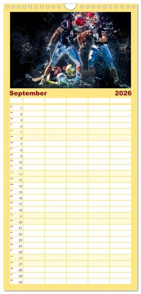 Produktbild: Familienplaner 2026 - American Football - so cool mit 5 Spalten (Wandkalender, 21 x 45 cm) CALVENDO