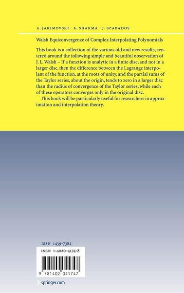 Produktbild: Walsh Equiconvergence of Complex Interpolating Polynomials