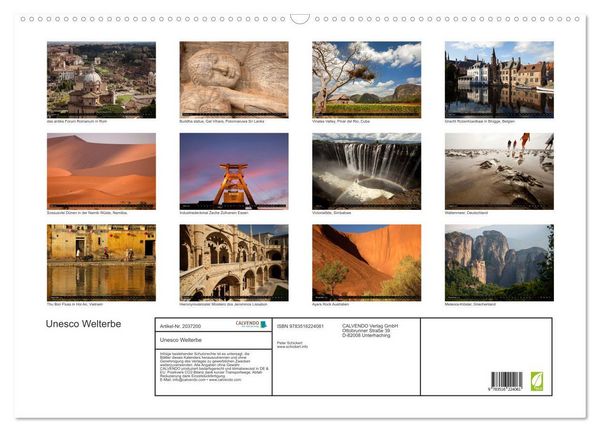 Produktbild: Unesco Welterbe (Wandkalender 2026 DIN A2 quer), CALVENDO Monatskalender