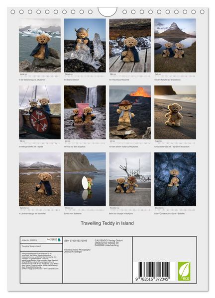 Produktbild: Travelling Teddy in Island (Wandkalender 2026 DIN A4 hoch), CALVENDO Monatskalender