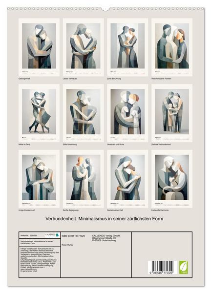 Produktbild: Verbundenheit. Minimalismus in seiner z&auml;rtlichsten Form (hochwertiger Premium Wandkalender 2027 DIN A2 hoch), Kunstdruck in Hochglanz
