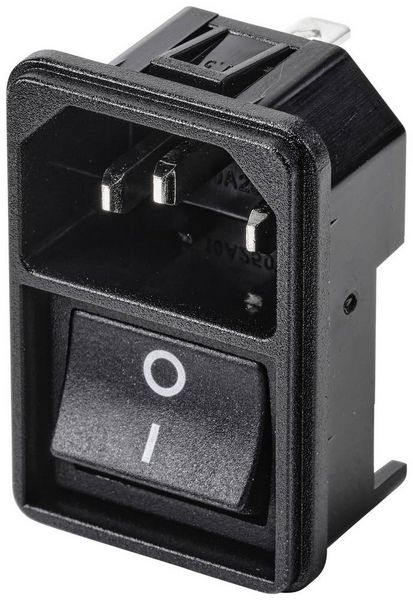Produktbild: TRU COMPONENTS TC-10088380 Kaltger&auml;te-Steckverbinder C14 Stecker, Einbau vertikal Gesamtpolzahl: 3 10 A Schwarz 1 St.