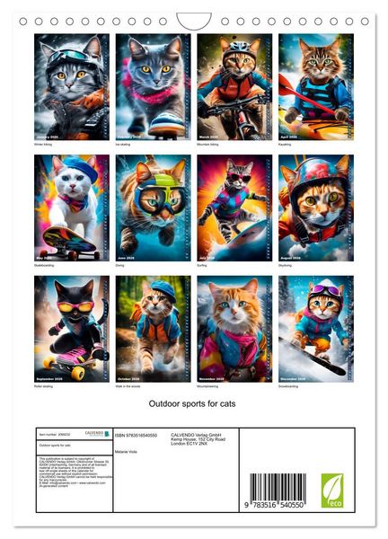 Produktbild: Outdoor sports for cats (Wall Calendar 2026 DIN A4 portrait), CALVENDO 12 Month Wall Calendar