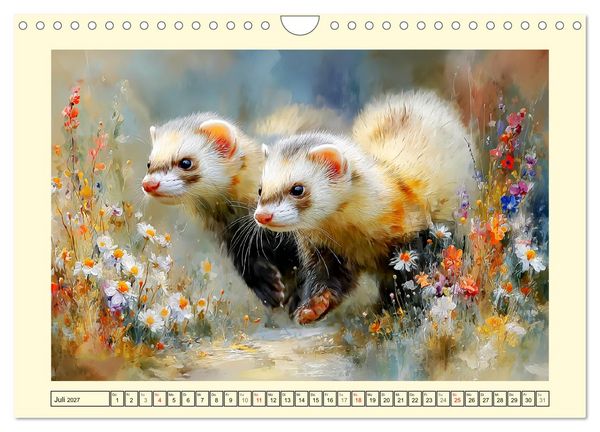 Produktbild: Frettchen. Kleine Wusel im Cottage-Garten (Wandkalender 2027 DIN A4 quer), CALVENDO Monatskalender