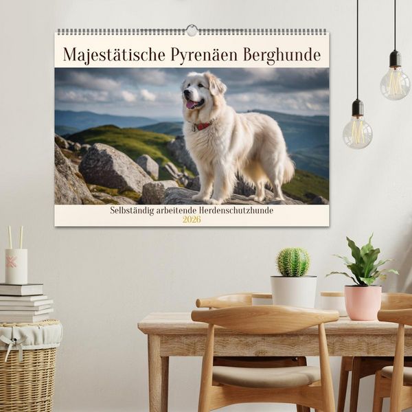 Produktbild: Majest&auml;tische Pyren&auml;en Berghunde (Wandkalender 2026 DIN A2 quer), CALVENDO Monatskalender