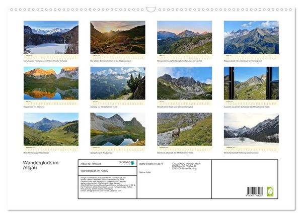 Produktbild: Wandergl&uuml;ck im Allg&auml;u (Wandkalender 2026 DIN A2 quer), CALVENDO Monatskalender