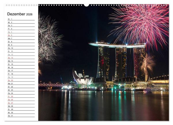 Produktbild: Singapur - Die Farben der Nacht (Wandkalender 2026 DIN A2 quer), CALVENDO Monatskalender