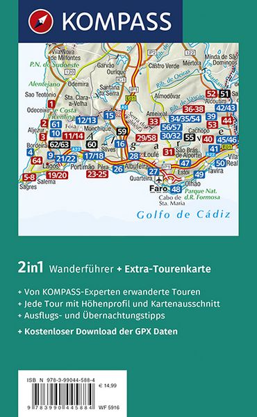 Produktbild: KOMPASS Wanderf&uuml;hrer Algarve mit Fernwanderweg Via Algarviana, 64 Touren