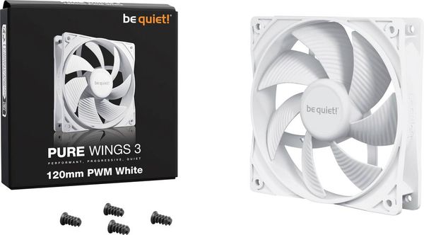 BeQuiet PURE WINGS 3 White 120mm PWM PC-Gehäuse-Lüfter Weiß (B x H x T) 120 x 25 x 120mm