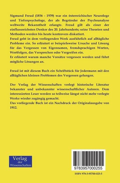 Produktbild: Zur Psychopathologie des Alltagslebens