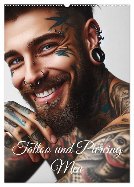Tattoo und Piercing Men (Wandkalender 2026 DIN A2 hoch), CALVENDO Monatskalender
