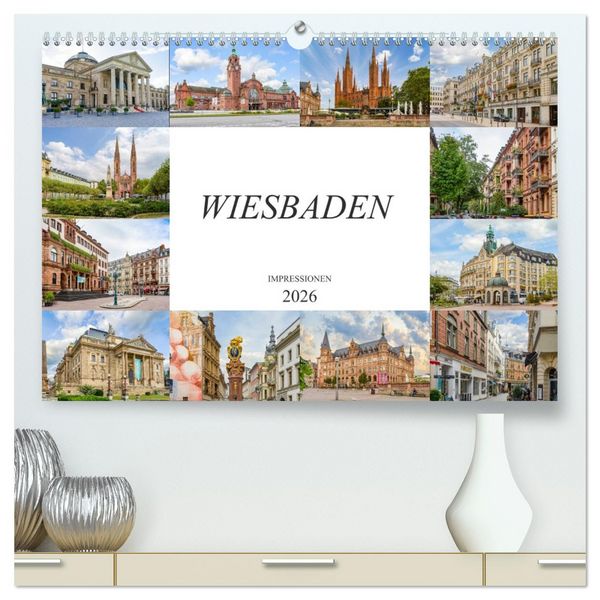Wiesbaden Impressionen (hochwertiger Premium Wandkalender 2026 DIN A2 quer), Kunstdruck in Hochglanz