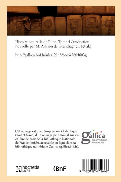 Produktbild: Histoire Naturelle de Pline. Tome 4 (&Eacute;d.1829-1833)
