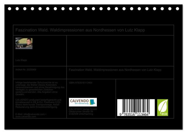 Produktbild: Faszination Wald. Waldimpressionen aus Nordhessen von Lutz Klapp (Tischkalender 2026 DIN A5 quer), CALVENDO Monatskalender