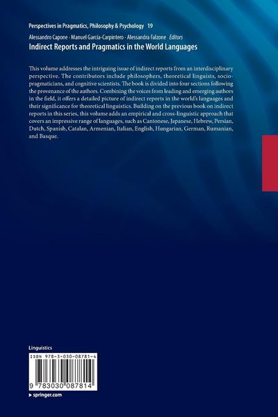 Produktbild: Indirect Reports and Pragmatics in the World Languages
