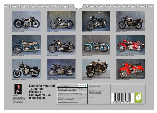 Produktbild: Deutsche Motorrad - Legenden - Rollende Kunstwerke aus alten Zeiten (Wandkalender 2026 DIN A4 quer), CALVENDO Monatskalender