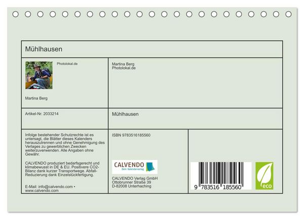 Produktbild: M&uuml;hlhausen (Tischkalender 2026 DIN A5 quer), CALVENDO Monatskalender