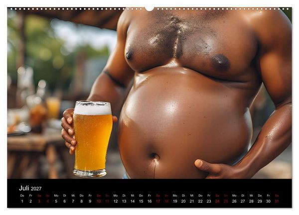 Produktbild: Lustige Kalender M&auml;nner mit Bierb&auml;uchen - Bierbauch Kalender Geschenk f&uuml;r Kollegen, Freunde & Party-Liebhaber Wandkalender (hochwertiger Premium Wandkalender 2027 DIN A2 quer), Kunstdruck in Hochglanz