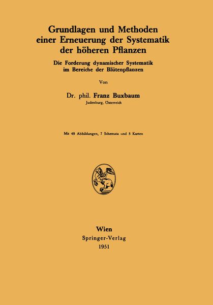 Produktbild: Grundlagen und Methoden einer Erneuerung der Systematik der h&ouml;heren Pflanzen