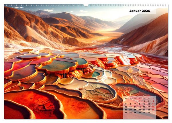 Produktbild: Die sch&ouml;nsten Naturwunder - Betrachtet durch die Augen der KI (hochwertiger Premium Wandkalender 2026 DIN A2 quer), Kunstdruck in Hochglanz