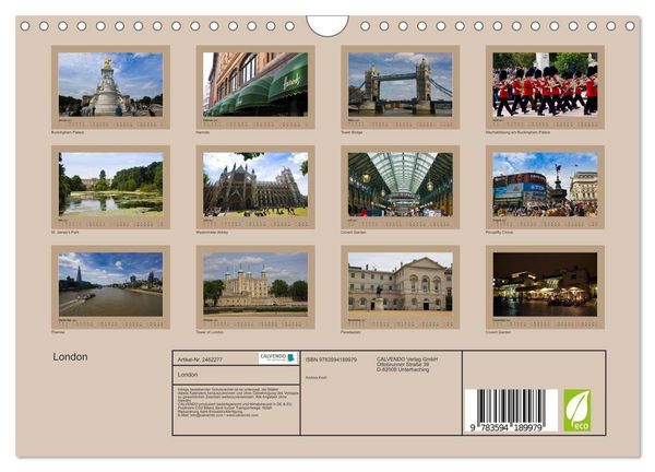 Produktbild: London (Wandkalender 2027 DIN A4 quer), CALVENDO Monatskalender