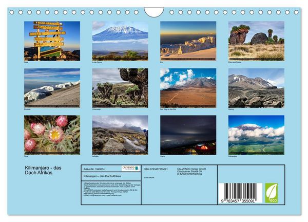 Produktbild: Kilimanjaro - das Dach Afrikas (Wandkalender 2026 DIN A4 quer), CALVENDO Monatskalender