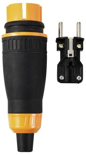 Produktbild: Sygonix SY-6618478 Schutzkontaktstecker TPE, PC 250 V/AC Schwarz, Orange IP44