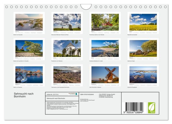 Produktbild: Sehnsucht nach Bornholm (Wandkalender 2026 DIN A4 quer), CALVENDO Monatskalender