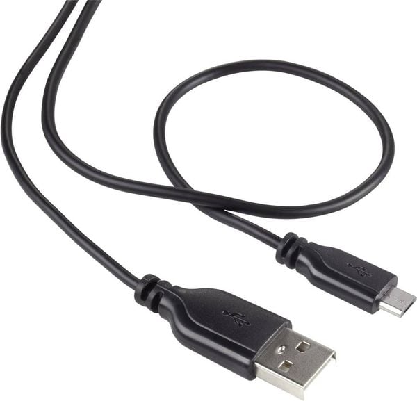 Renkforce USB-Kabel USB 2.0 USB-A Stecker, USB-Micro-B Stecker 1.00 m Schwarz SuperSoft-Ummantelung RF-4032111